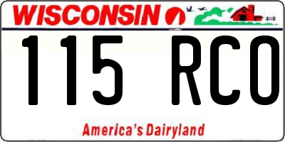 WI license plate 115RCO