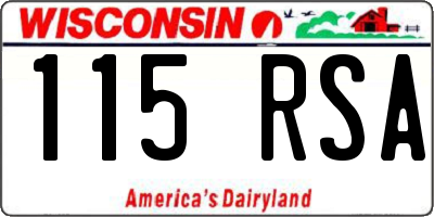 WI license plate 115RSA