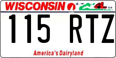 WI license plate 115RTZ