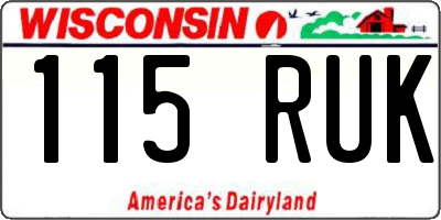 WI license plate 115RUK