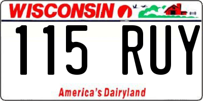 WI license plate 115RUY