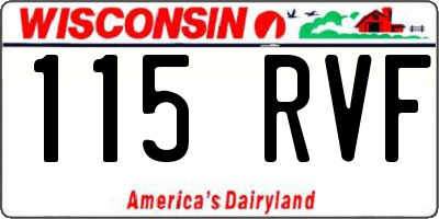 WI license plate 115RVF