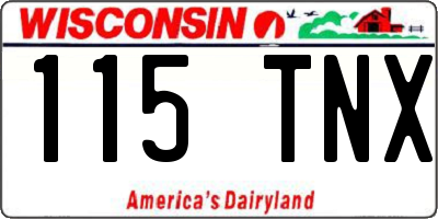 WI license plate 115TNX