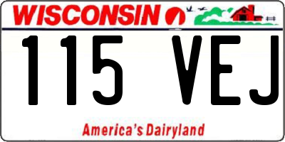 WI license plate 115VEJ