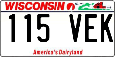 WI license plate 115VEK