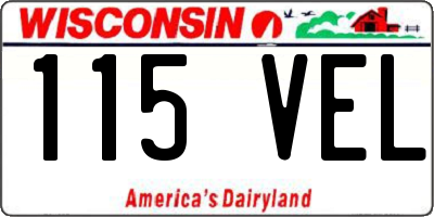 WI license plate 115VEL