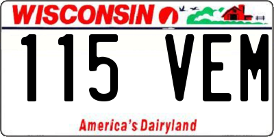 WI license plate 115VEM