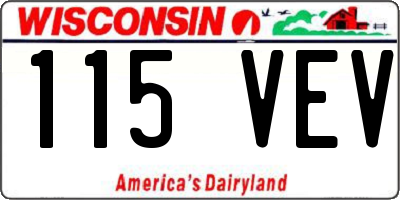 WI license plate 115VEV