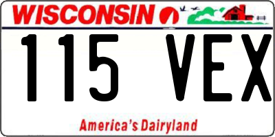 WI license plate 115VEX