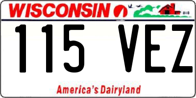 WI license plate 115VEZ