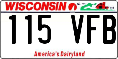 WI license plate 115VFB
