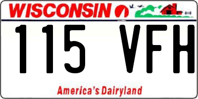 WI license plate 115VFH