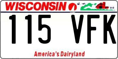 WI license plate 115VFK