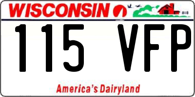 WI license plate 115VFP