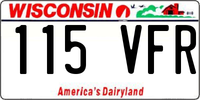 WI license plate 115VFR