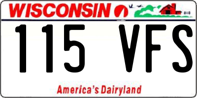 WI license plate 115VFS