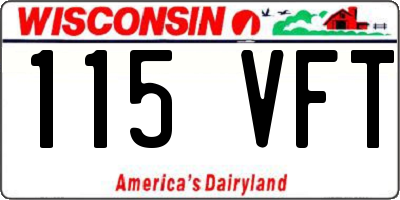 WI license plate 115VFT