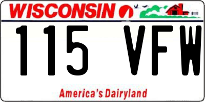WI license plate 115VFW