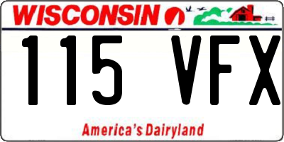 WI license plate 115VFX