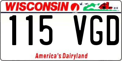 WI license plate 115VGD