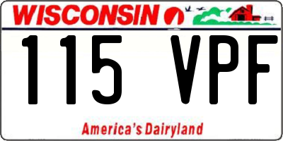 WI license plate 115VPF