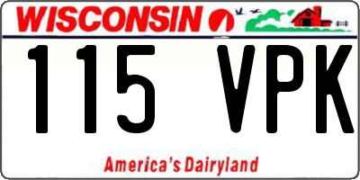 WI license plate 115VPK