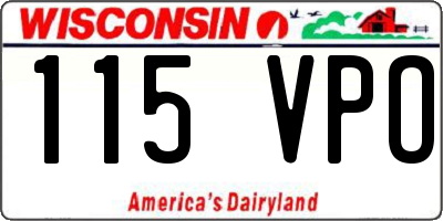 WI license plate 115VPO