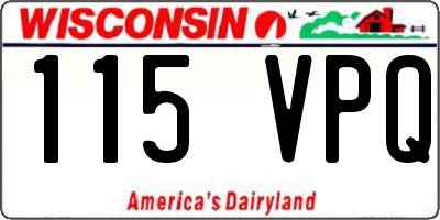 WI license plate 115VPQ