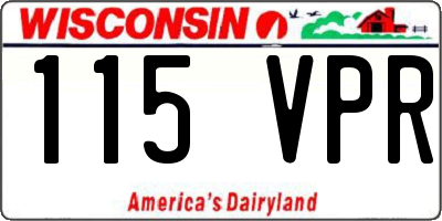 WI license plate 115VPR