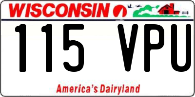 WI license plate 115VPU