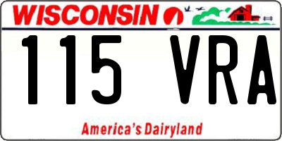 WI license plate 115VRA
