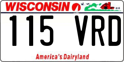 WI license plate 115VRD