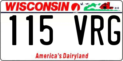 WI license plate 115VRG