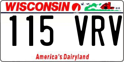 WI license plate 115VRV