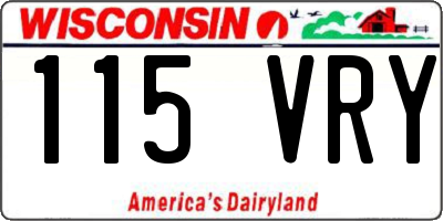WI license plate 115VRY