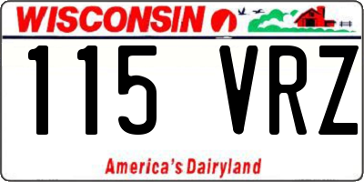 WI license plate 115VRZ
