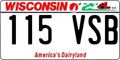 WI license plate 115VSB