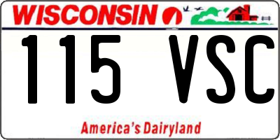 WI license plate 115VSC