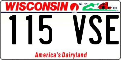 WI license plate 115VSE