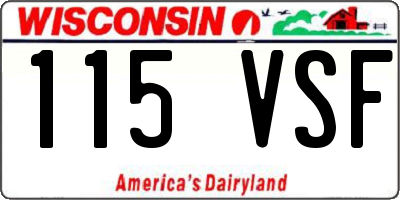 WI license plate 115VSF
