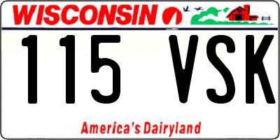 WI license plate 115VSK