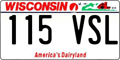 WI license plate 115VSL