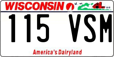 WI license plate 115VSM