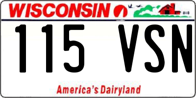 WI license plate 115VSN
