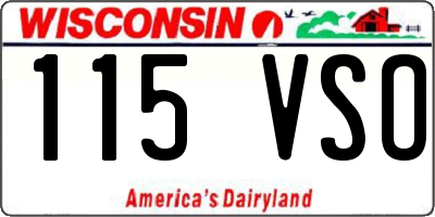 WI license plate 115VSO