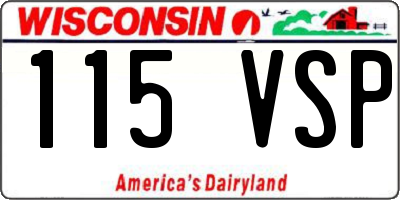 WI license plate 115VSP