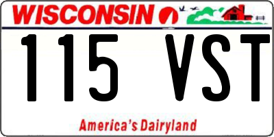 WI license plate 115VST