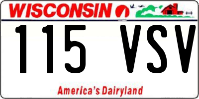 WI license plate 115VSV