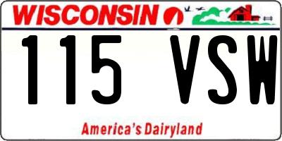 WI license plate 115VSW