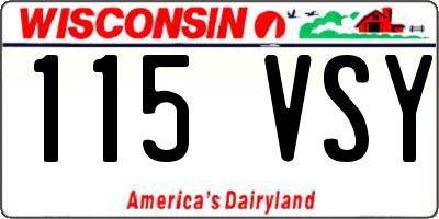 WI license plate 115VSY